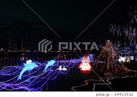 瀬田唐橋公園のイルミネーション 瀬田唐橋公園のイルミネーション 34413532