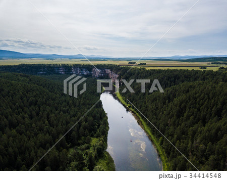rocky landscape on the river Ai. Aerial view rocky landscape on the river Ai. Aerial view 34414548