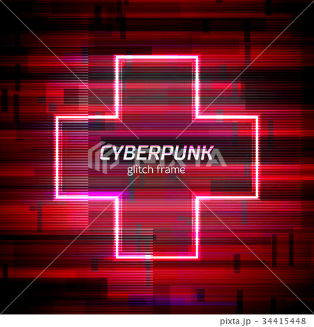 Glitch cyberpunk frame with technology error and Glitch cyberpunk frame with technology error and 34415448