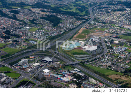 Auckland airport highway aerial view 34416725