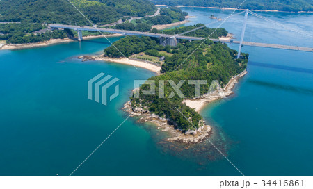 見近島と瀬戸内海（しまなみ海道）　空撮 34416861