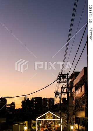 東京都 下町 谷中の夕暮れ風景 東京都 下町 谷中の夕暮れ風景 34418309