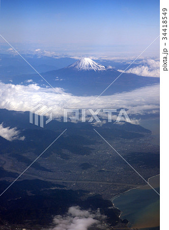 風景　日本　富士山　山　日本一　航空写真　世界遺産　　 34418549