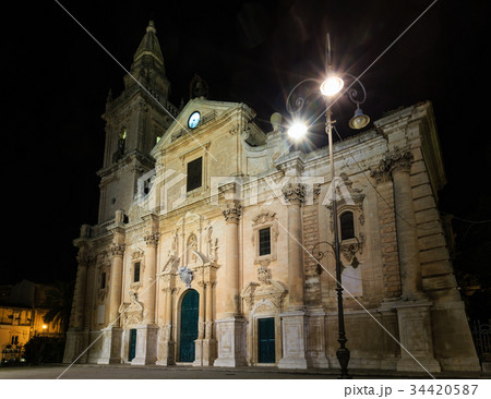 Night Ragusa town view, Sicily, Italy 34420587