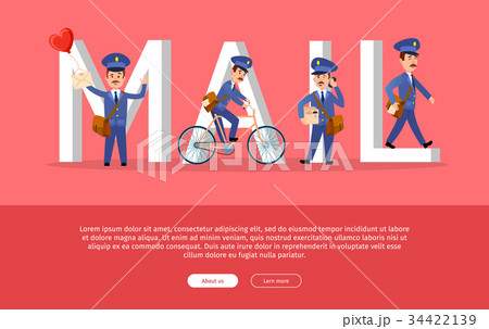 Mail Conceptual Web Banner with Cartoon Postman Mail Conceptual Web Banner with Cartoon Postman 34422139