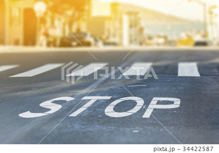 City crosswalk with symbol stop City crosswalk with symbol stop 34422587