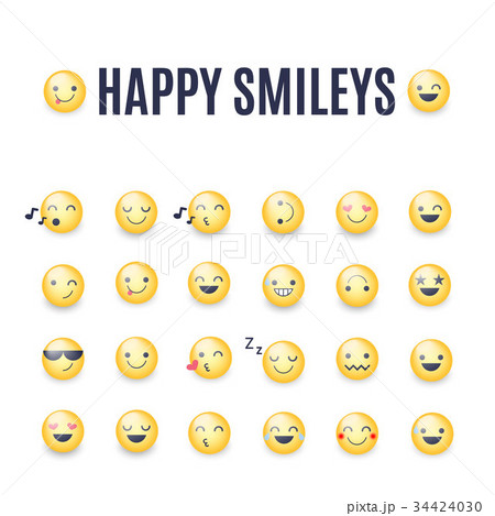 Happy smileys vector icon set. Emoticons Happy smileys vector icon set. Emoticons 34424030