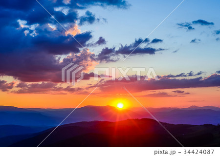 colorful sky with sun 34424087