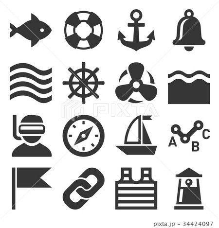 Sea Sailing Icons Set. Vector Sea Sailing Icons Set. Vector 34424097
