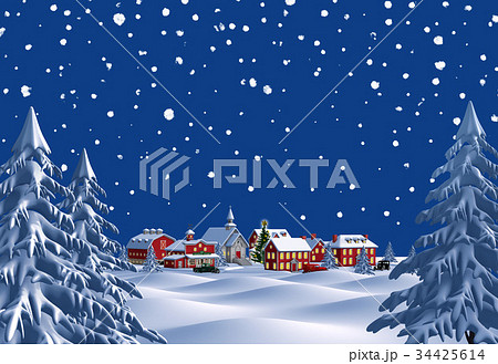 クリスマス 街 望遠 夜のイラスト素材