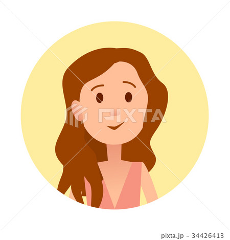 Pretty Female with Loose Wavy Hair Close-up Icon Pretty Female with Loose Wavy Hair Close-up Icon 34426413