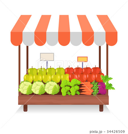 Trade Tent with Fresh Vegetables Illustration 34426509