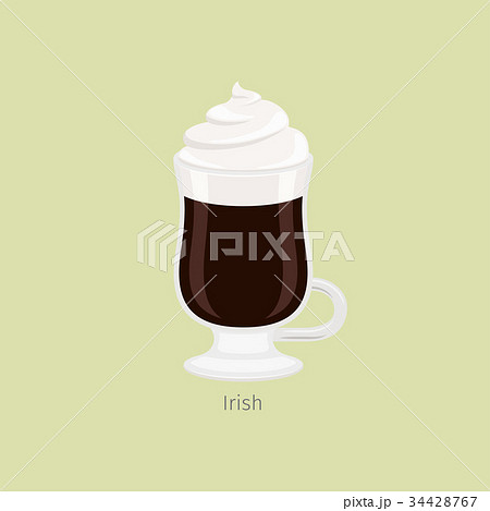 Glass Mug with Irish Coffee Flat Vector 34428767