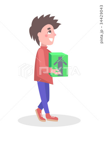 Boy Buying Robot Toy in Store Flat Vector Icon Boy Buying Robot Toy in Store Flat Vector Icon 34429043