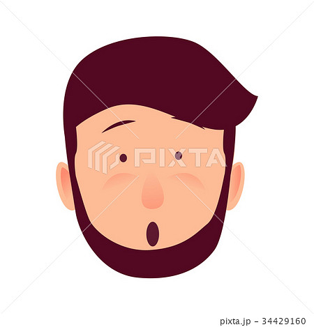 Surprised Young Man Rosy Face Flat Vector Icon 34429160
