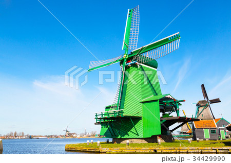 Panorama with windmills, Holland 34429990