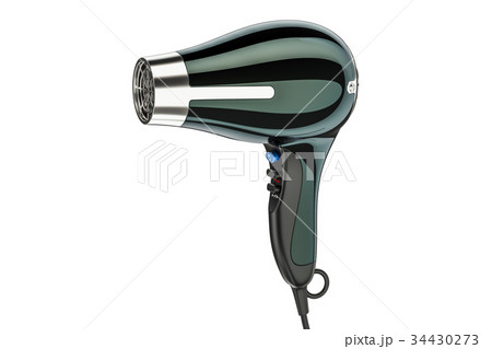 Black hair dryer, 3D rendering 34430273
