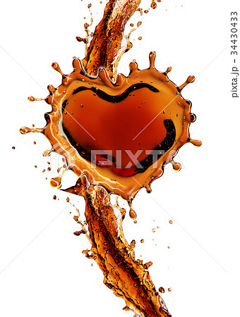 Heart From Cola Splash With Bubbles Isolated Onのイラスト素材