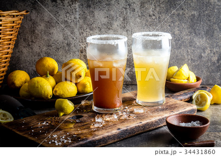 Two types of latin american beer drink Michelada 34431860