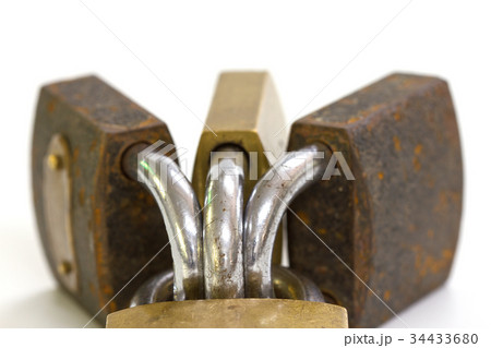 locked padlock over white background 34433680