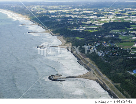 空撮　鹿島灘のヘッドランド　 34435445