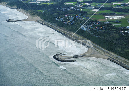 空撮 鹿島灘のヘッドランド 空撮 鹿島灘のヘッドランド 34435447