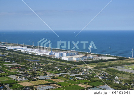 空撮 鹿島工業地帯の風力発電 空撮 鹿島工業地帯の風力発電 34435642