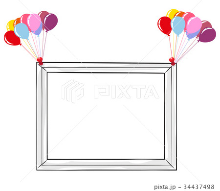 Black and White Photo Frame with Colorful Balloons 34437498