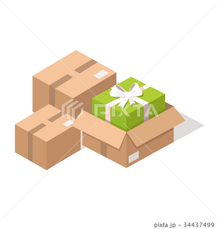 Cardboard post boxes with Presents Illustration 34437499
