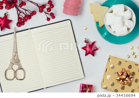 Christmas holiday background with notebook 34438694
