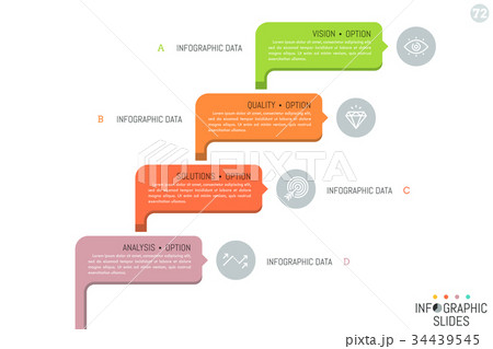 Four colorful rounded rectangles with pictograms 34439545