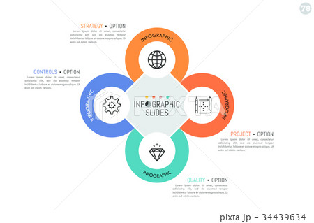 Four circular elements with pictograms inside 34439634