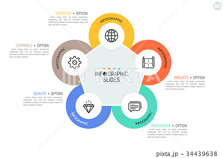 Five round elements with linear symbols inside 34439638