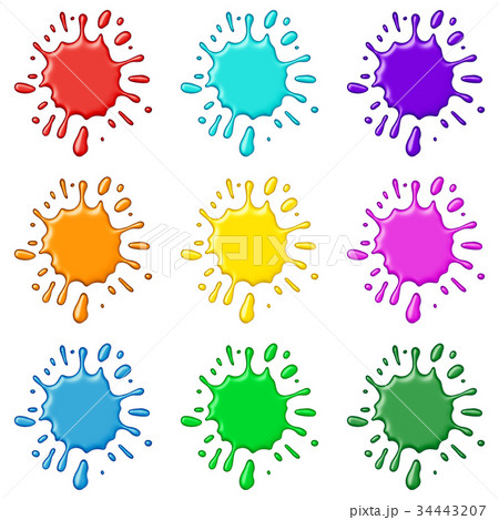 Colored paint splashes collection, isolated on 34443207