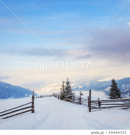 Winter landscape in mountains 34444331