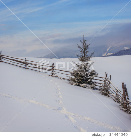 Winter landscape in mountains 34444340