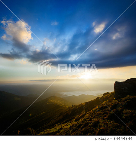 Beautiful sunny mountain landscape 34444344