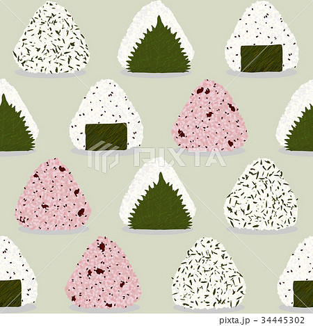 Onigiri pattern. Japanese rice balls. Seamless. 34445302