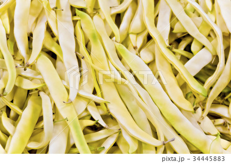 Background of yellow pods kidney beans 34445883