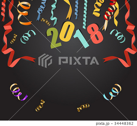 New year 2018 christmas confetti gold, black color 34448362