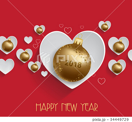 Christmas 2018 heart. christmas balls gold 34449729