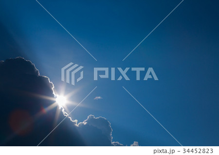 sun on clear blue sky with cloud 34452823