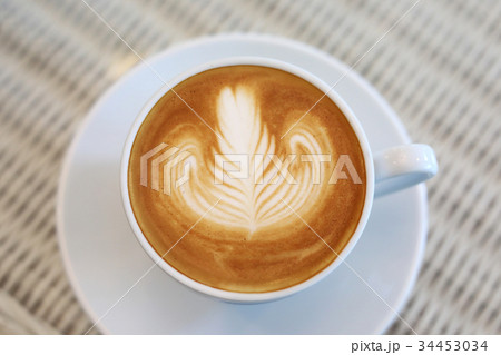 heart shape latte art of hot coffee drink tasty heart shape latte art of hot coffee drink tasty 34453034