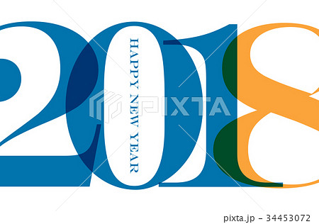 Happy new 2018 year. Greetings card design 34453072