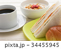 朝食 ヨーグルト パン サンドイッチ コーヒー 34455945