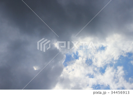 blue sky and big cloud with storm rain cloud  34456913
