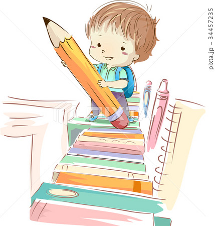 Kid Boy Student Pencil Book Trail Kid Boy Student Pencil Book Trail 34457235
