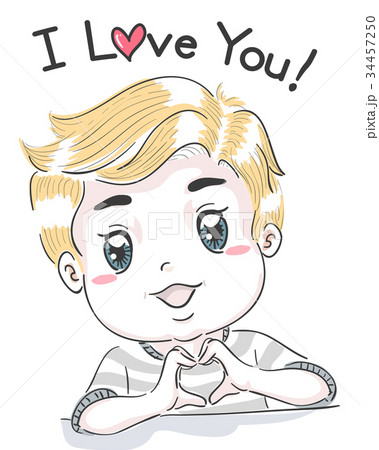 Kid Boy Love You Heart Sign 34457250