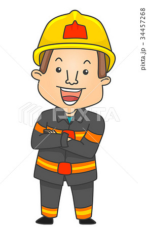 Man Fire Fighter Pose Illustration Man Fire Fighter Pose Illustration 34457268