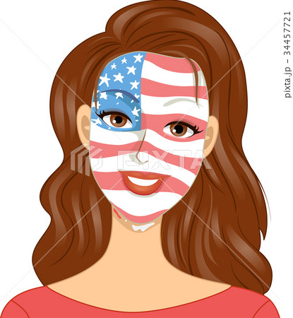 Girl Memorial Day Face Paint Illustration 34457721